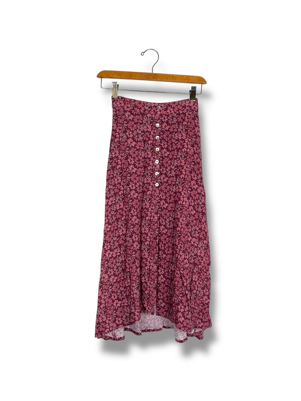 Coconut Avenue Floral Print Midi Skirt Button Down Flowy Small Pink - Picture 5 of 13